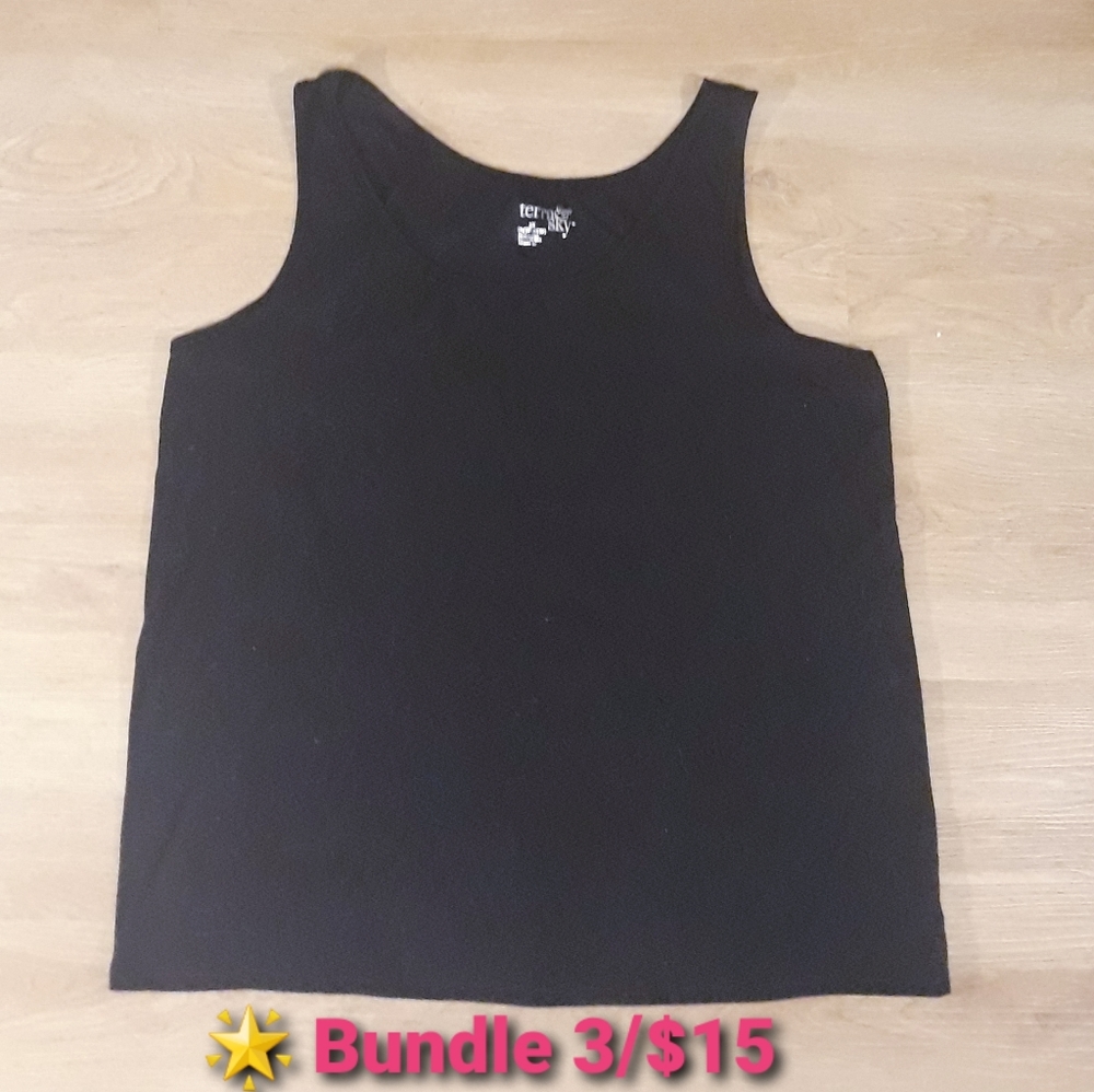 Terra & Sky Plus Size Everyday Essential Layering Tank Top - Size 3X Black